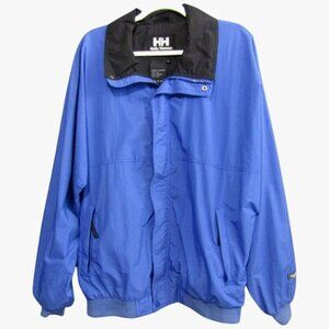 Vintage Helly Hansen Blue Jacket Mens Size L Full Zip Windbreaker Black Lining